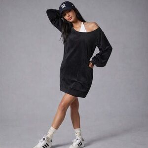 Daily Practice - Velour Velvet Puff Sleeve - Lounge Sweatshirt Dress Sz M - NWT